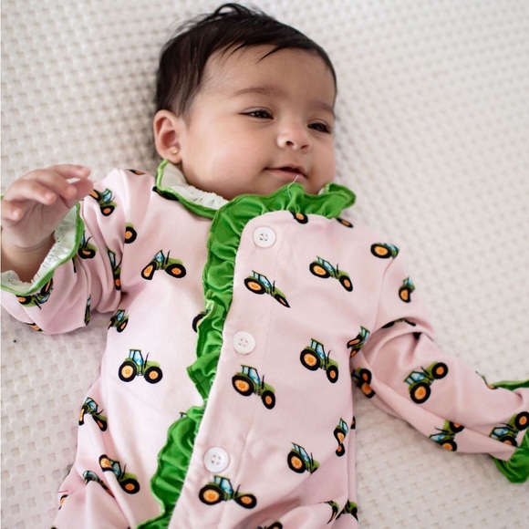 SugarBee Other - SugarBee Clothing Co. - Precious Ruffle Buttflap Tractor Pajamas - BNWT!